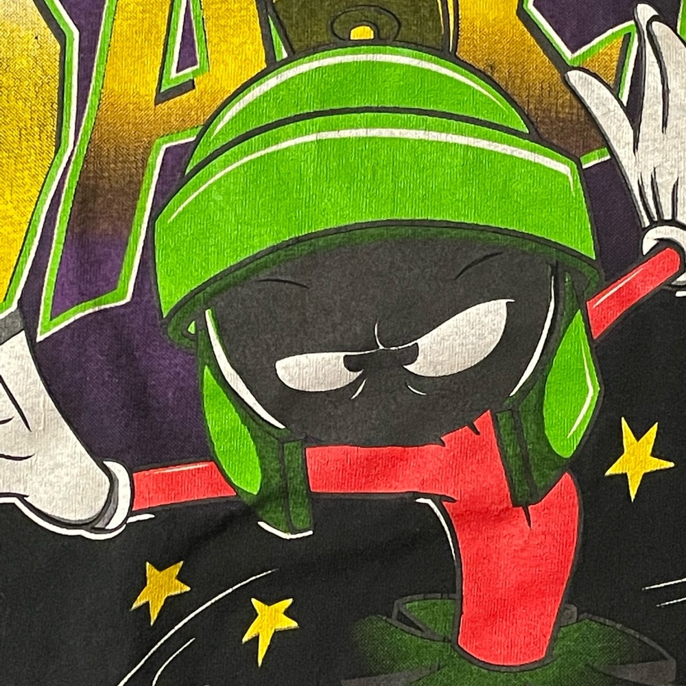 Looney Tunes Marvin the Martian Black Vintage Cotton Graphic Men's T-Shirt XL - Picture 3 of 7